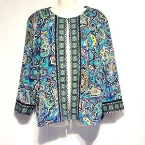 Joan Rivers Vibrant Jewel Tone Paisley Jacket (XL)